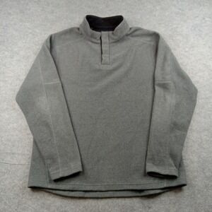 ExOfficio Pullover Mens‎ Large Gray Mock Neck Fleece Long Sleeve Hiking Top